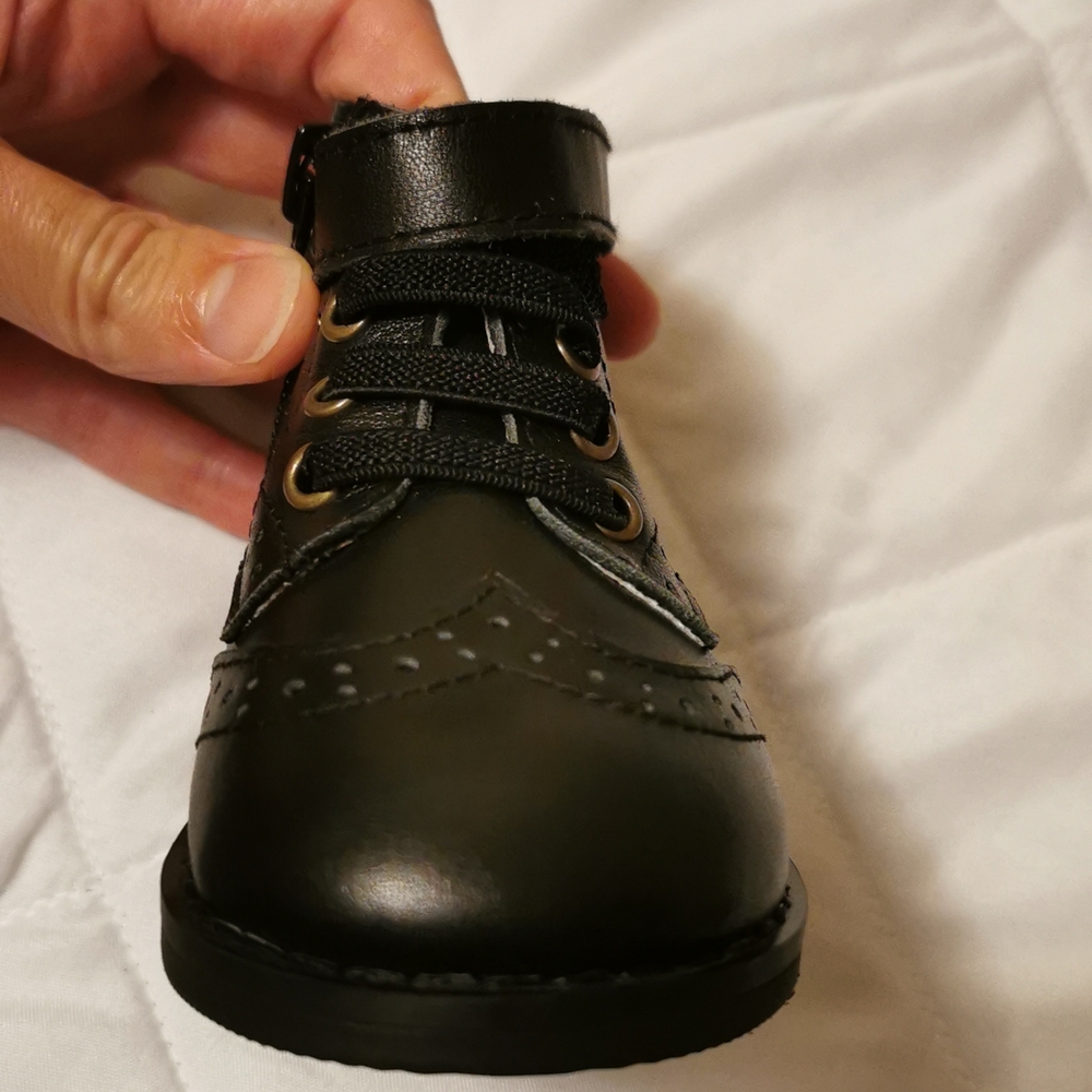 SOLD ON FB- Little Eva Rose & Co Black Leather boots (size 5- baby) - Picture 10 of 14